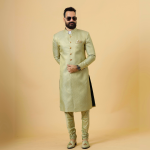 Stunning Lime Gold Banarasi Brocade Achkan for Men | Father-Son Combo | Grooms & Weddings | Jaipurio